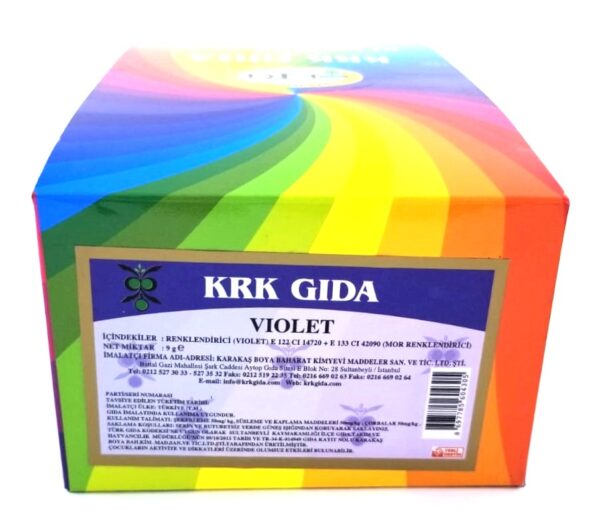 KRK GIDA RENKLENDİRİCİ KARIŞIM MOR (VIOLET) (E 122 CARMOSİNE + E 133 BRİLLANT BLUE) 9GR-48 ADET