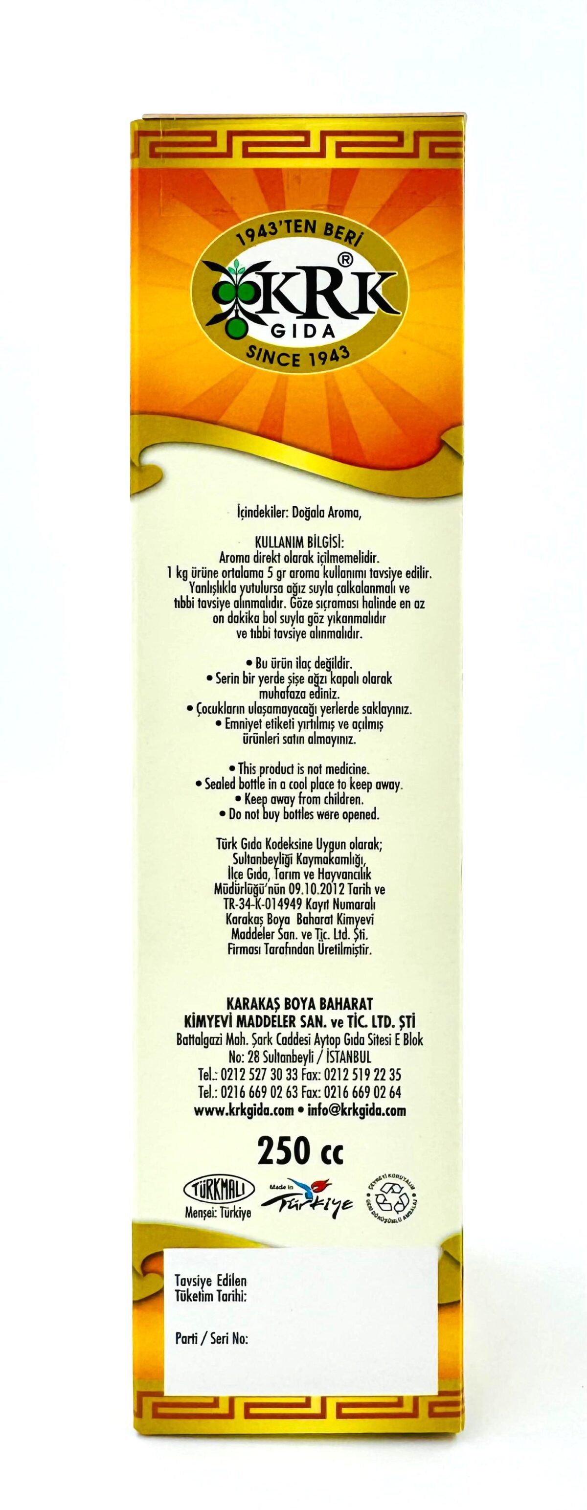 KRK GIDA PORTAKAL AROMASI 250CC - Görsel 4